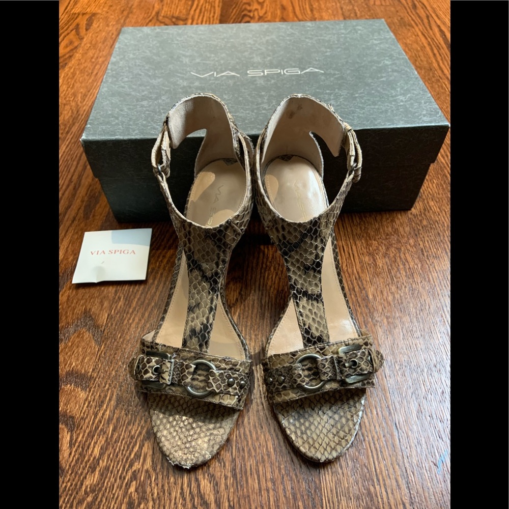 Via Spiga “Habitat” Python Sandals Heels
